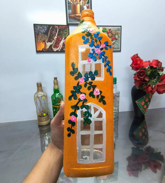 Hand-Painted Decorative Bottle